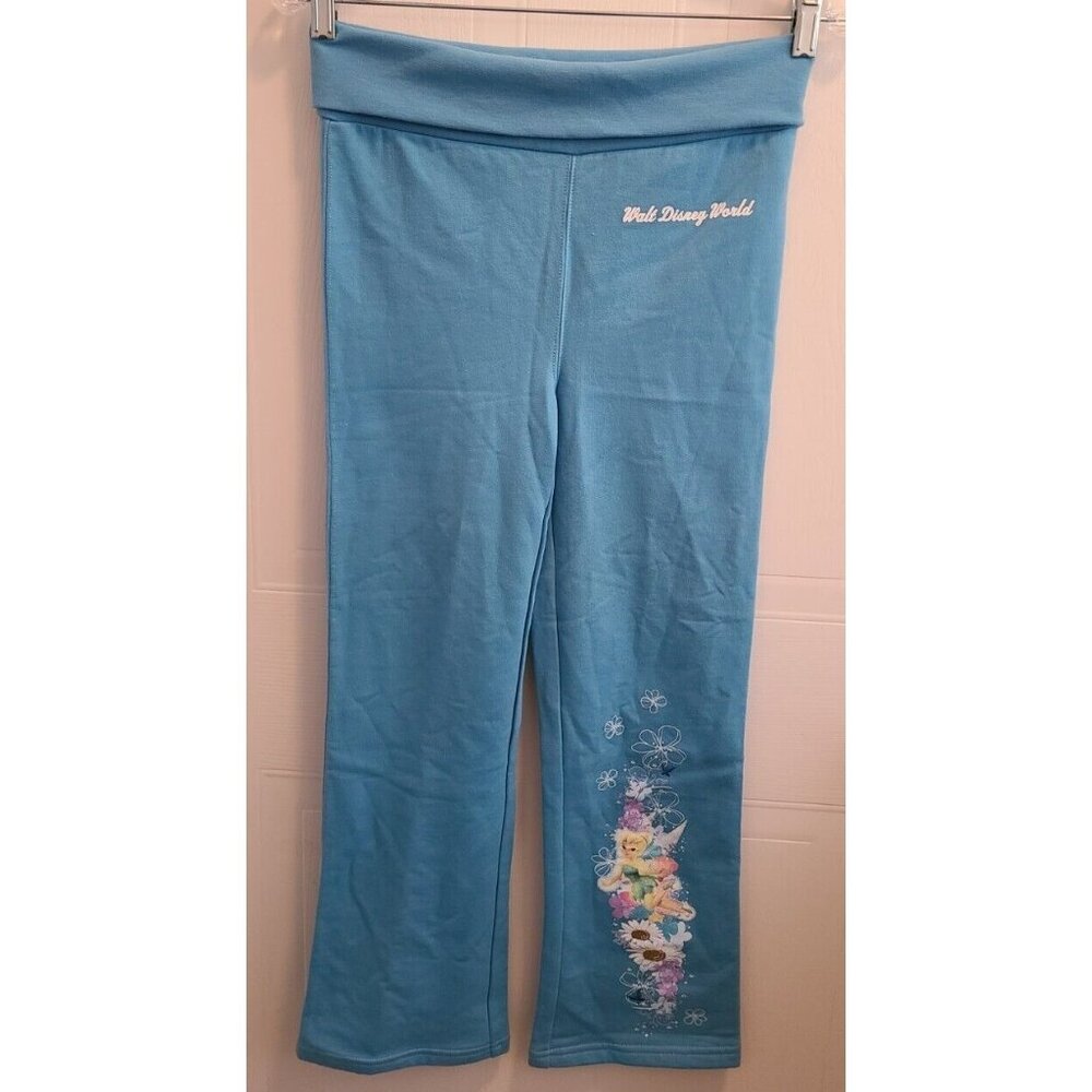 NEW‎ Disney Parks WDW Girls Tinker Bell Pull On Sweatpants Blue Youth Size Large